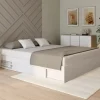 Cadre de lit 180x200 cm avec sommier et rangement blanc