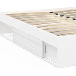 Cadre de lit 180x200 cm avec sommier et rangement blanc