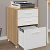 Caisson de bureau bois et blanc avec 3 tiroirs