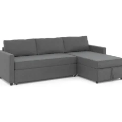 Canapé avec méridienne convertible en tissu gris anthracite