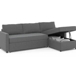 Canapé avec méridienne convertible en tissu gris anthracite