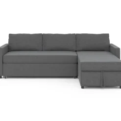 Canapé avec méridienne convertible en tissu gris anthracite