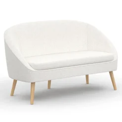 Canapé banquette tissu bouclette blanc