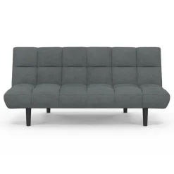 Canapé clic clac 3 places capitonné SALOME en tissu gris anthracite
