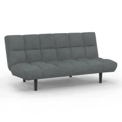Canapé clic clac 3 places capitonné SALOME en tissu gris anthracite