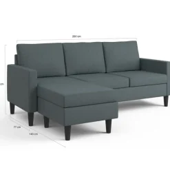 Canapé d’angle 200 cm réversible gris anthracite