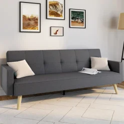 Canapé droit convertible 3 places gris