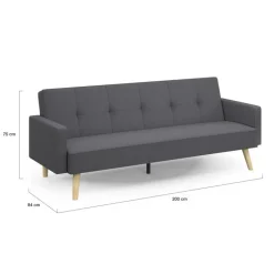 Canapé droit convertible 3 places gris