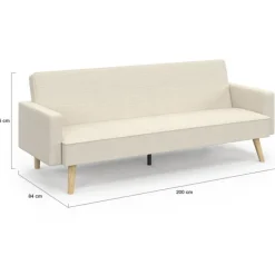Canapé droit scandinave 3 places convertible velours côtelé beige