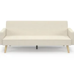 Canapé droit scandinave 3 places convertible velours côtelé beige