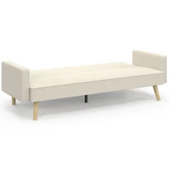Canapé droit scandinave 3 places convertible velours côtelé beige