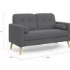 Canapé droit scandinave 2 places en tissu gris anthracite