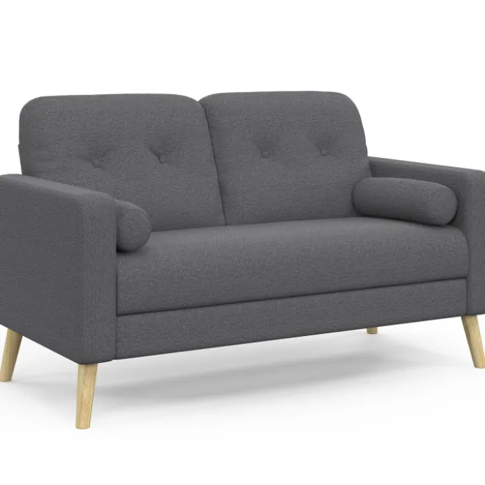 Canapé droit scandinave 2 places en tissu gris anthracite