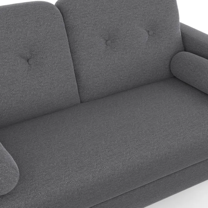 Canapé droit scandinave 2 places en tissu gris anthracite