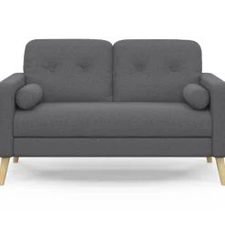 Canapé droit scandinave 2 places en tissu gris anthracite