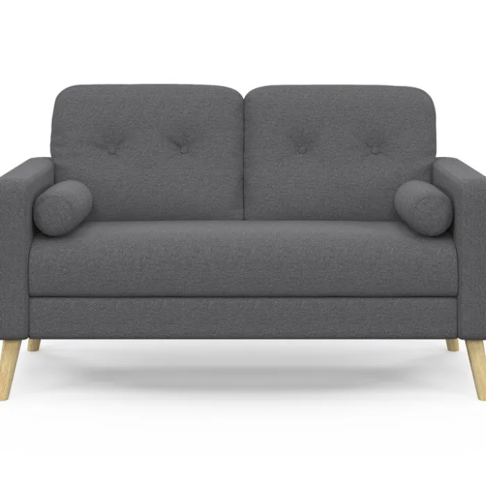 Canapé droit scandinave 2 places en tissu gris anthracite
