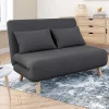 Canapé lit convertible 2 places 120x190cm tissu gris anthracite