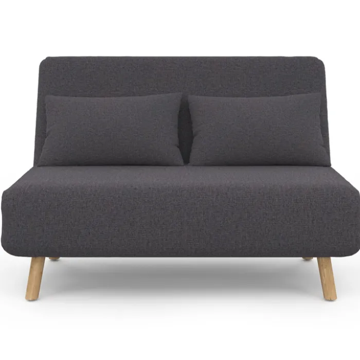 Canapé lit convertible 2 places 120x190cm tissu gris anthracite