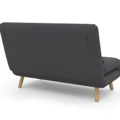 Canapé lit convertible 2 places 120x190cm tissu gris anthracite
