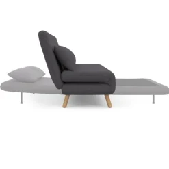 Canapé lit convertible 2 places 120x190cm tissu gris anthracite