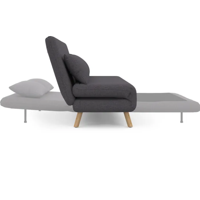 Canapé lit convertible 2 places 120x190cm tissu gris anthracite