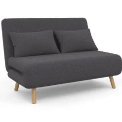 Canapé lit convertible 2 places 120x190cm tissu gris anthracite