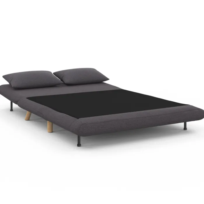 Canapé lit convertible 2 places 120x190cm tissu gris anthracite