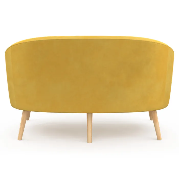 Canapé velours jaune rétro chic pieds en bois