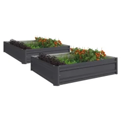 Carrés de potager 90 x 90 cm métalliques gris argentés : lot de 2