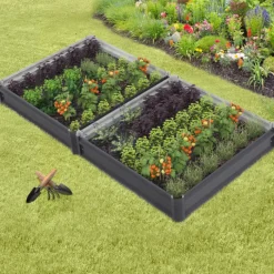 Carrés de potager 90 x 90 cm métalliques gris argentés : lot de 2