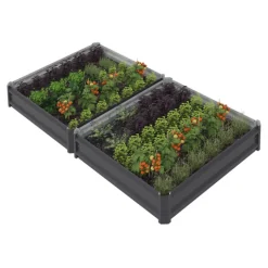 Carrés de potager 90 x 90 cm métalliques gris argentés : lot de 2