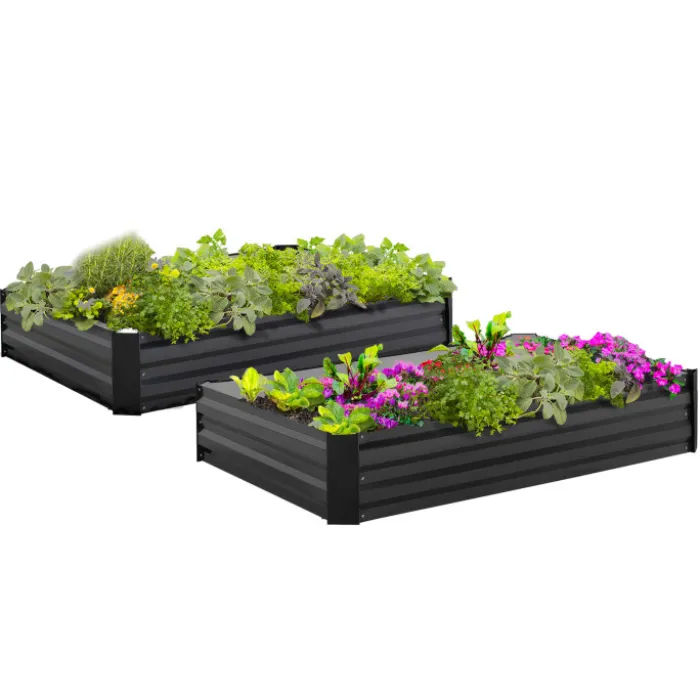 Carrés potager en métal gris