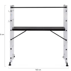 Échafaudage aluminium plateforme modulable avec échelle multifonction, sur roues, 165 cm