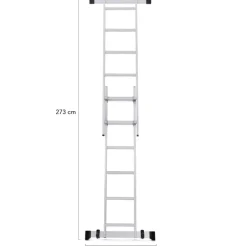 Échafaudage aluminium plateforme modulable avec échelle multifonction, sur roues, 165 cm