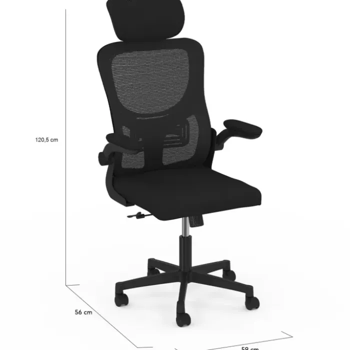 Chaise de bureau ergonomique noire avec roulettes