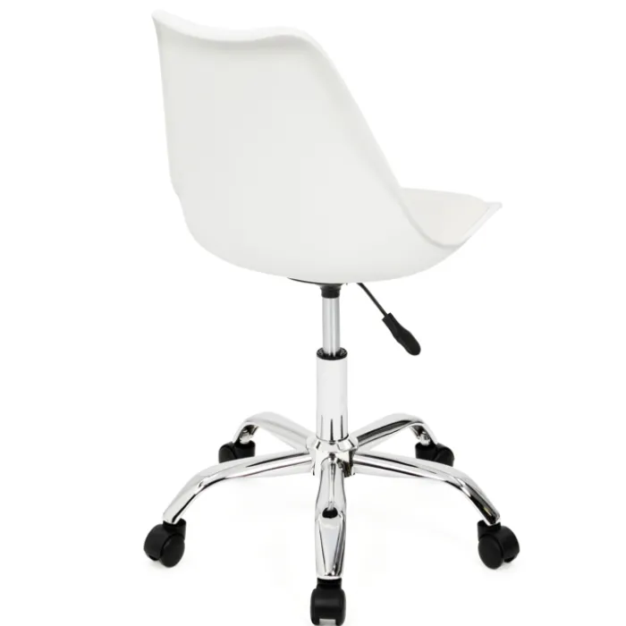 Chaise de bureau scandinave blanche à roulettes