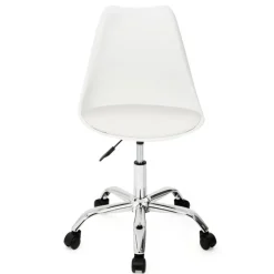 Chaise de bureau scandinave blanche à roulettes