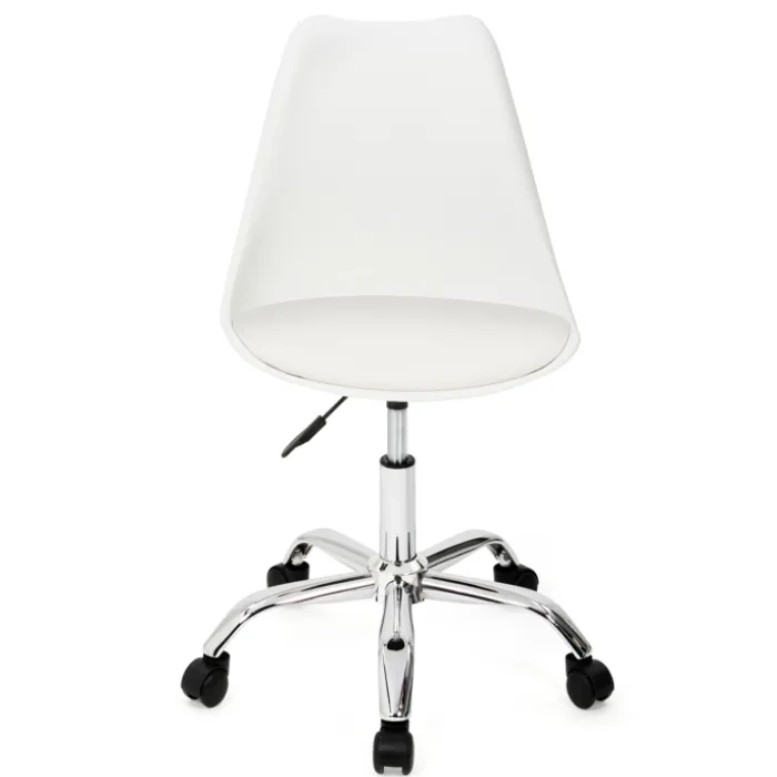 Chaise de bureau scandinave blanche à roulettes