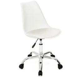 Chaise de bureau scandinave blanche à roulettes