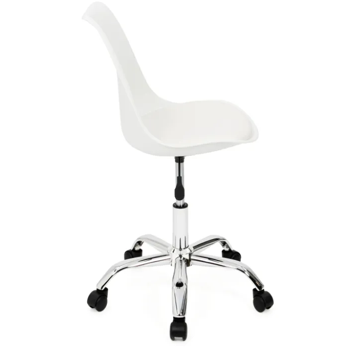 Chaise de bureau scandinave blanche à roulettes