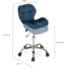 Chaise de bureau velours bleu à roulettes