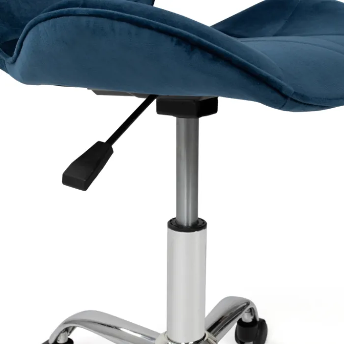 Chaise de bureau velours bleu à roulettes