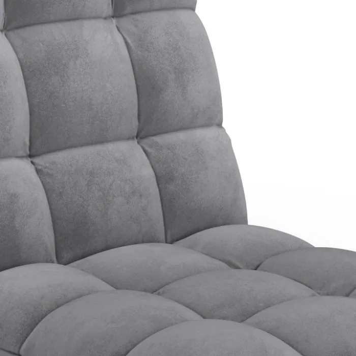 Chaise de sol pliante 15 positions en velours gris anthracite