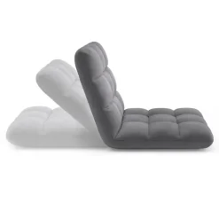 Chaise de sol pliante 15 positions en velours gris anthracite