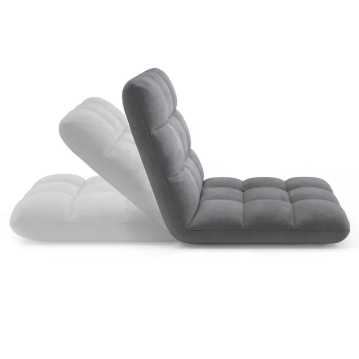 Chaise de sol pliante 15 positions en velours gris anthracite
