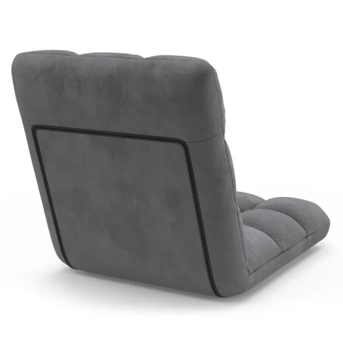 Chaise de sol pliante 15 positions en velours gris anthracite
