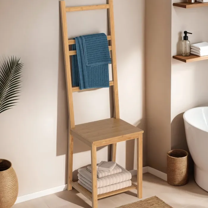 Chaise porte-serviettes en bambou