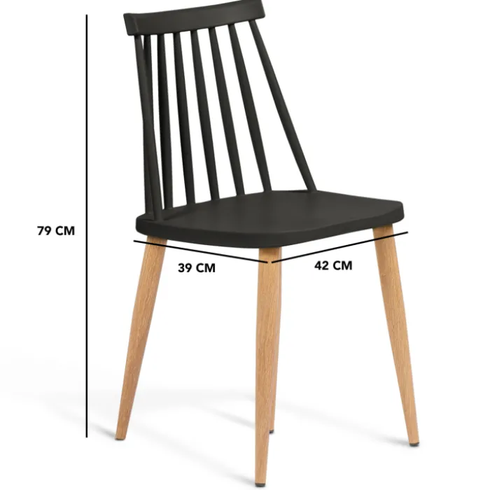 Chaises à barreaux noires style scandinave