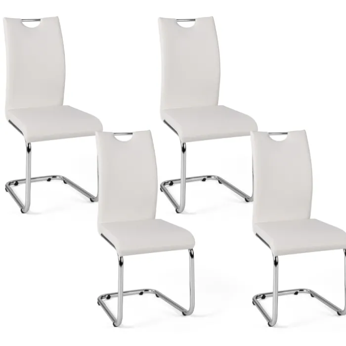 Chaises blanches avec poignée pour salle à manger