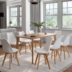 Chaises blanches scandinaves salle à manger : lot de 8